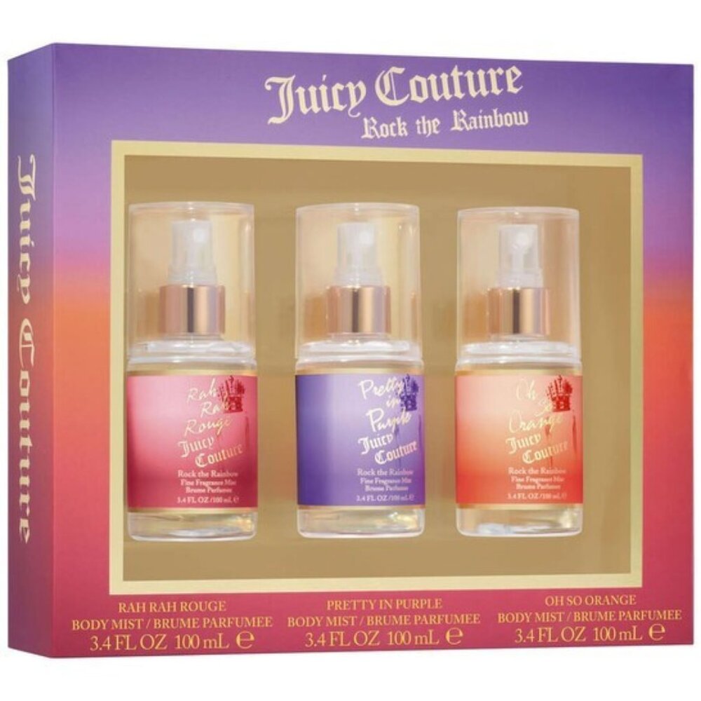 Juicy Couture  Rock the Rainbow 3 Piece Body Mist Perfume Gift Set for Her, New!